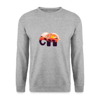 Elefant Savanne Sonnenuntergang - Unisex Pullover - Weißgrau meliert - Vorne - Alina (178cm) & Michal (187cm)
