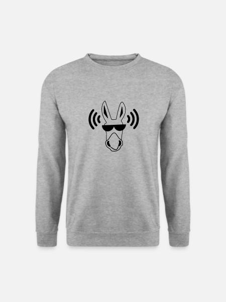Coolest wifi / music donkey with sunglasses - Unisex Sweatshirt - salt & pepper