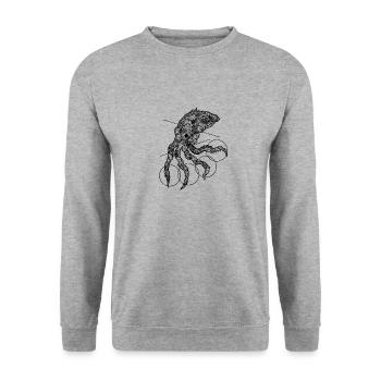 Tintenfisch - Unisex Pullover - Weißgrau meliert - Vorne - Alina (178cm) & Michal (187cm)