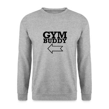 Fitness Gym Fitnessstudio Partner Team Shirt - Unisex Pullover - Weißgrau meliert - Vorne - Alina (178cm) & Michal (187cm)