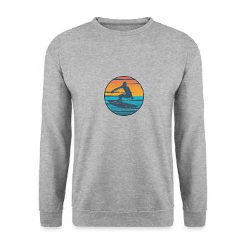 Surfeurs vintage - Surfer Retro Cadeau - Sweat-shirt Unisexe - gris chiné - Devant - Alina (178cm) & Michal (187cm)