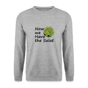 Salat Denglisch Gemüse Lustige Geschenkidee - Unisex Pullover - Weißgrau meliert - Vorne - Alina (178cm) & Michal (187cm)