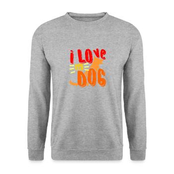 0030 lovemydog - Unisex Pullover - Weißgrau meliert - Vorne - Alina (178cm) & Michal (187cm)