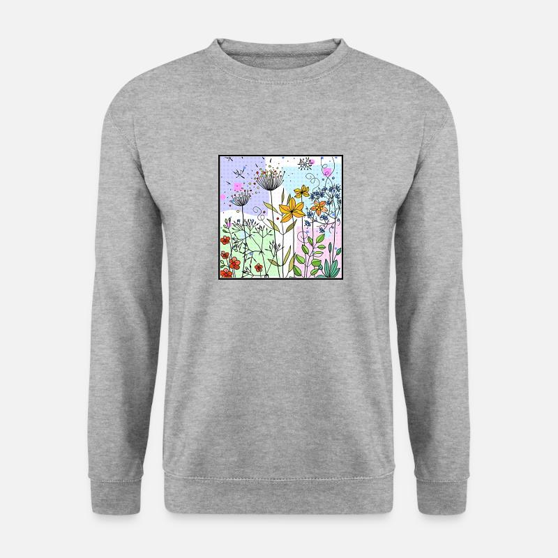 Blumen - Unisex Pullover - Weißgrau meliert