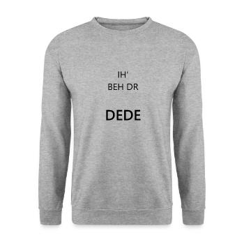 Perfektes Geschenk für deinen Dede zum Geburtstag - Unisex Pullover - Weißgrau meliert - Vorne - Alina (178cm) & Michal (187cm)