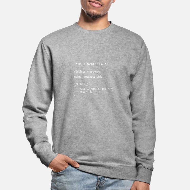 Hello World C++ Programmer Nerd Shirt Unisex Pullover
