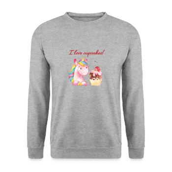 J'adore les licornes licorne licorne - Sweat-shirt Unisexe - gris chiné - Devant - Alina (178cm) & Michal (187cm)