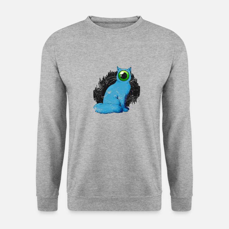 Zyklop Katze Weird - Unisex Pullover - Weißgrau meliert