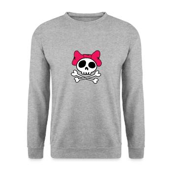 Girly skull - Unisex Sweatshirt - salt & pepper - Front - Alina (178cm) & Michal (187cm)