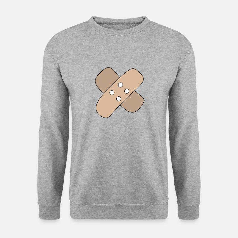Pflaster, Wunde, Verletzung, Heilung, Geschenkidee - Unisex Pullover - Weißgrau meliert