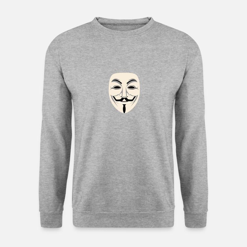 Anonymous Maske - Unisex Pullover - Weißgrau meliert