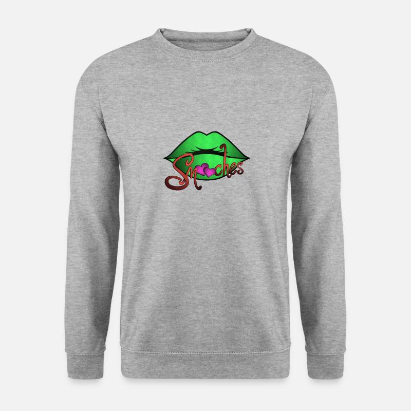 Kussmund - Unisex Pullover - Weißgrau meliert
