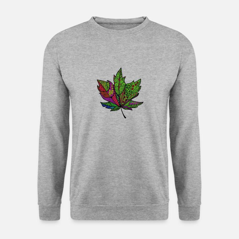 buntes Blatt - Unisex Pullover - Weißgrau meliert