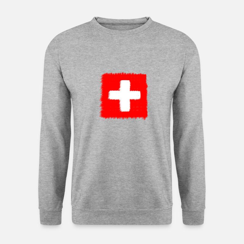 Schwiiz Flagge - Unisex Pullover - Weißgrau meliert