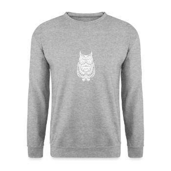 Owl Pattern - Sweat-shirt Unisexe - gris chiné - Devant - Alina (178cm) & Michal (187cm)