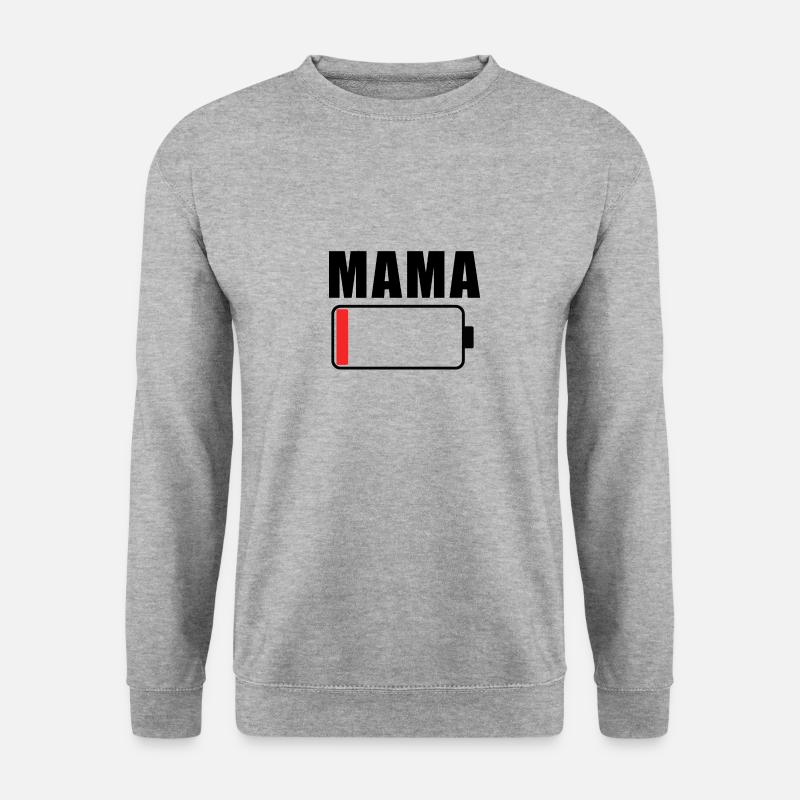 Mama, Batterie leer! - Unisex Pullover - Weißgrau meliert