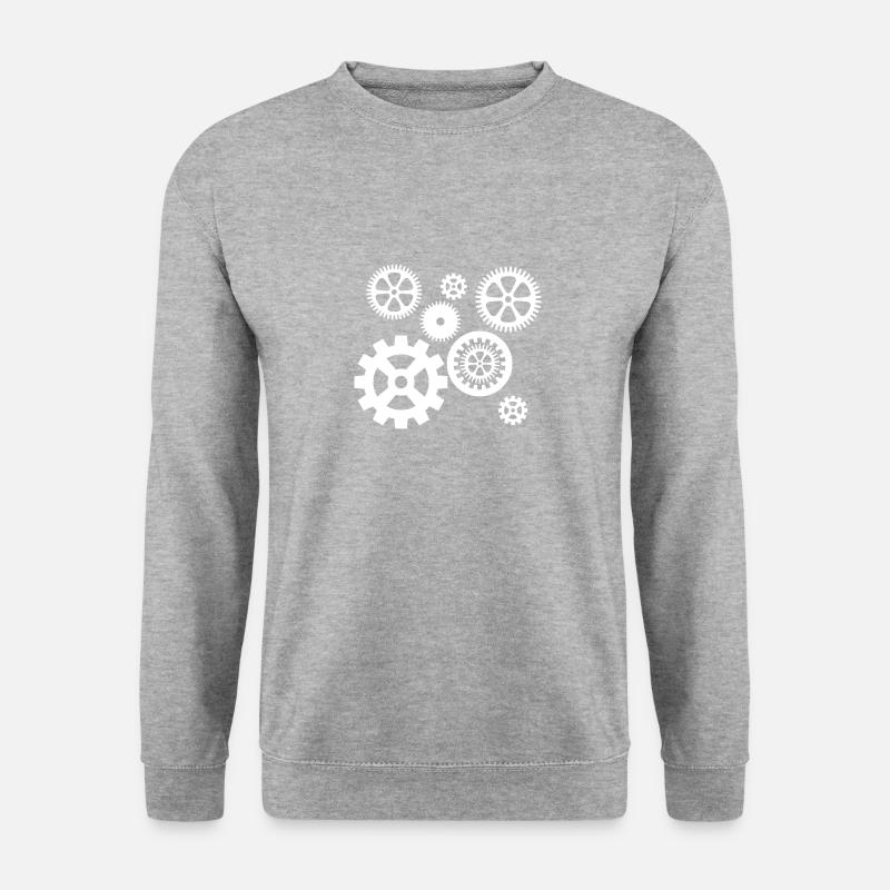 Zahnräder - Unisex Pullover - Weißgrau meliert