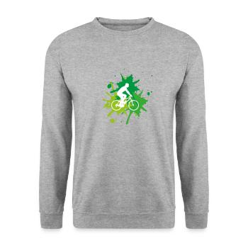 Fahrrad Vegan Bio - Unisex Pullover - Weißgrau meliert - Vorne - Alina (178cm) & Michal (187cm)