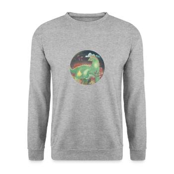 Dinosaur in the Landscape - Unisex Sweatshirt - salt & pepper - Front - Alina (178cm) & Michal (187cm)