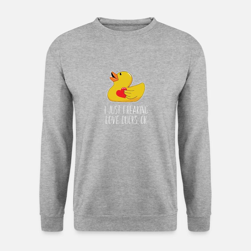 Ente - Quietscheente - Badeente - ich liebe Enten - Unisex Pullover - Weißgrau meliert