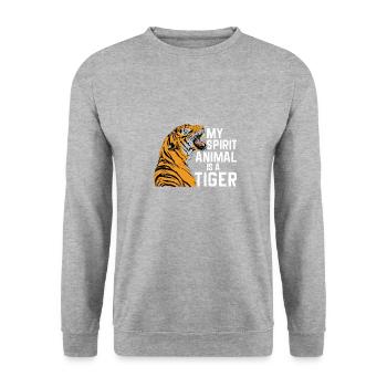 Tiger is my spirit animal - Unisex Sweatshirt - salt & pepper - Front - Alina (178cm) & Michal (187cm)