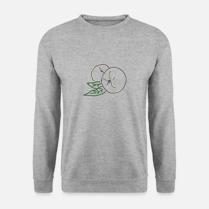 Pfirsich - Unisex Pullover - Weißgrau meliert