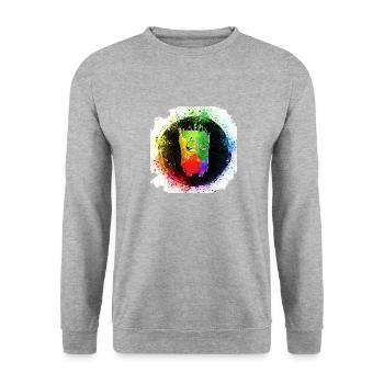 Lustiges Monster Hipster Buntes Leben Geschenkidee - Unisex Pullover - Weißgrau meliert - Vorne - Alina (178cm) & Michal (187cm)