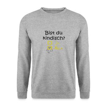Bist du kindisch? - Unisex Pullover - Weißgrau meliert - Vorne - Alina (178cm) & Michal (187cm)
