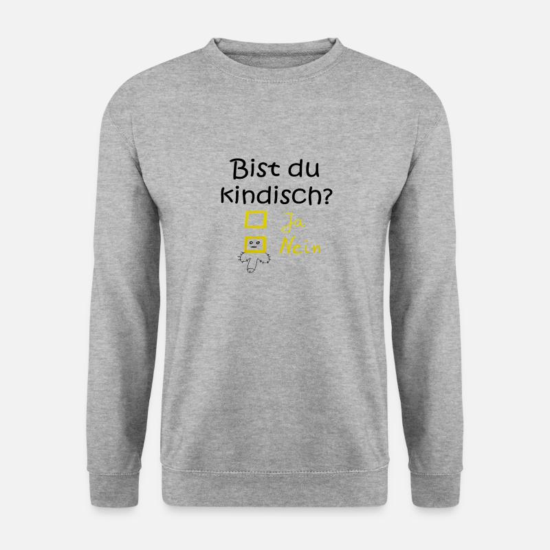 Bist du kindisch? - Unisex Pullover - Weißgrau meliert