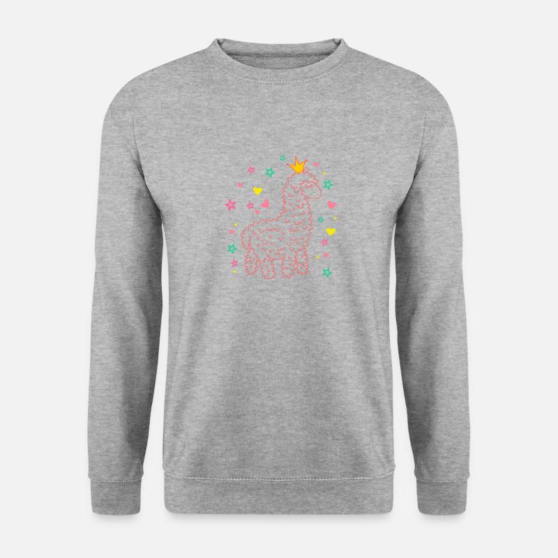 Lama - Unisex Pullover - Weißgrau meliert