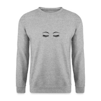 Augen geschlossen Frau - Unisex Pullover - Weißgrau meliert - Vorne - Alina (178cm) & Michal (187cm)