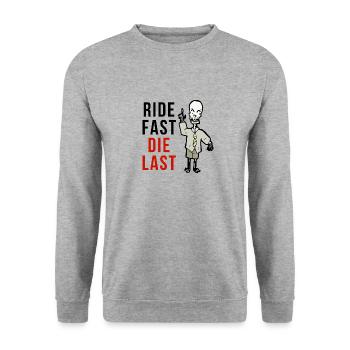 Ride Fast Die Last - Unisex Pullover - Weißgrau meliert - Vorne - Alina (178cm) & Michal (187cm)