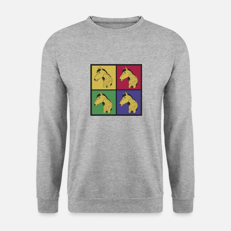 Pferde Pop-Art - Unisex Pullover - Weißgrau meliert