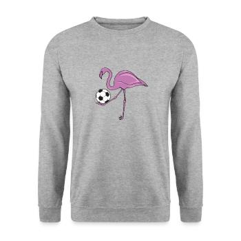 Flamingo Soccer Pink Soccer Gift - Unisex Sweatshirt - salt & pepper - Front - Alina (178cm) & Michal (187cm)