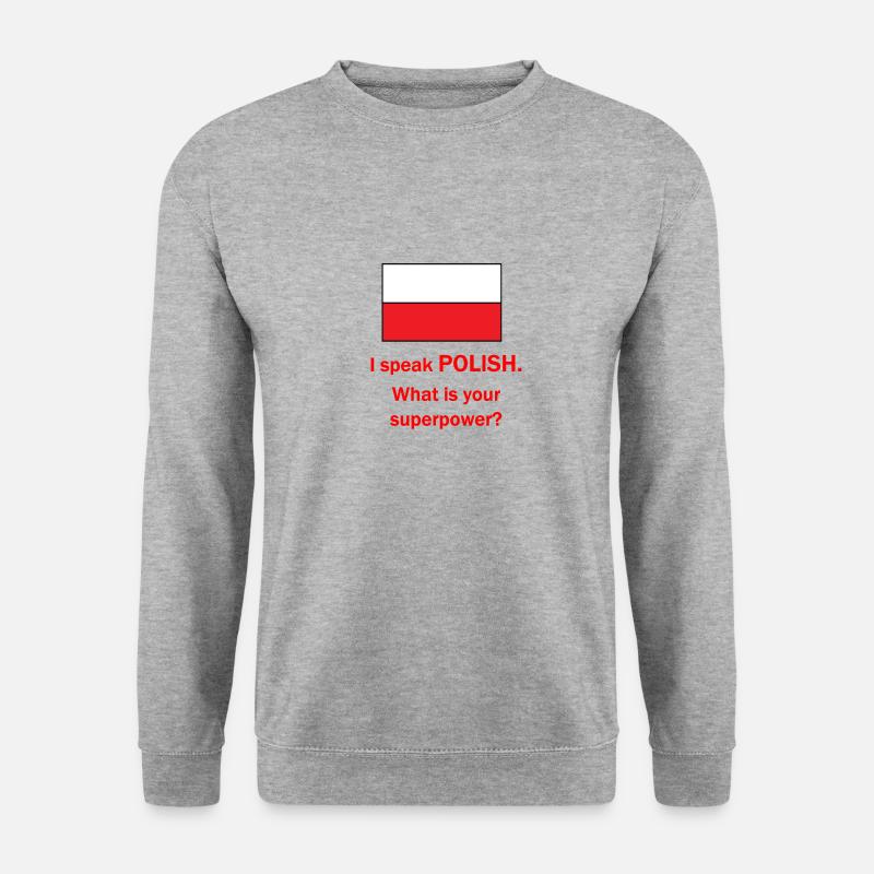I speak polish - Unisex Pullover - Weißgrau meliert
