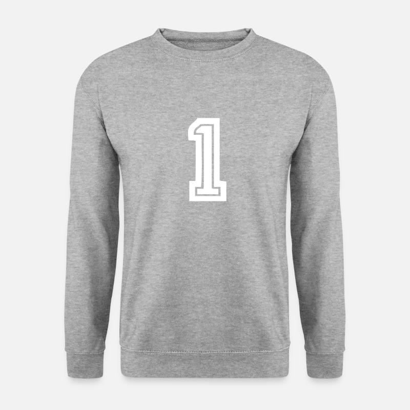 Eins 1 - Unisex Pullover - Weißgrau meliert