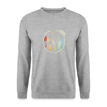 Éléphant rétro coloré - Sweat-shirt Unisexe - gris chiné - Devant - Alina (178cm) & Michal (187cm)