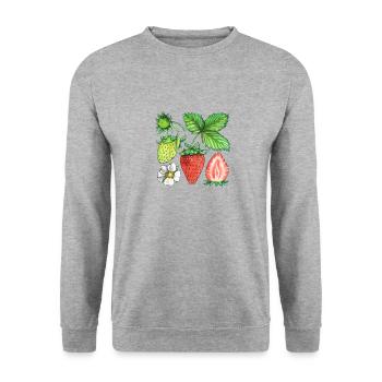 Strawberries - Unisex Sweatshirt - salt & pepper - Front - Alina (178cm) & Michal (187cm)