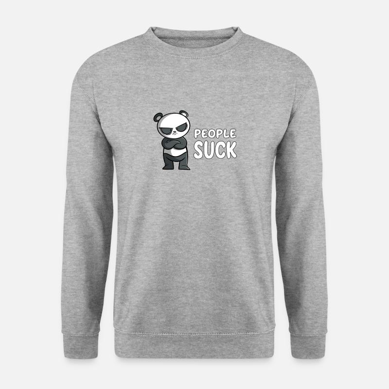 People Suck - Panda - Unisex Pullover - Weißgrau meliert