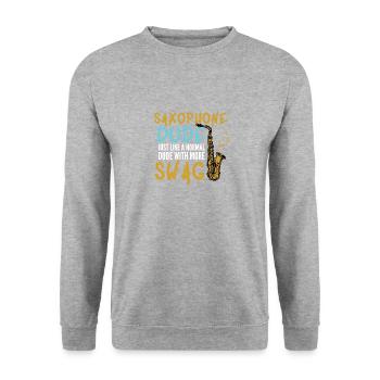 Saxophon Kumpel - Unisex Pullover - Weißgrau meliert - Vorne - Alina (178cm) & Michal (187cm)