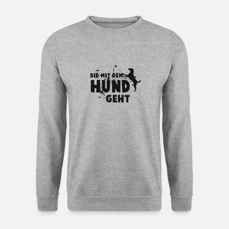 Die mit dem Hund geht - Statement - Unisex Pullover - Weißgrau meliert