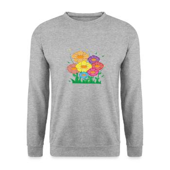 flower meadow - Unisex Sweatshirt - salt & pepper - Front - Alina (178cm) & Michal (187cm)