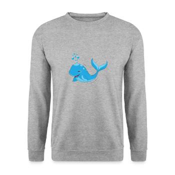 whale - Unisex Sweatshirt - salt & pepper - Front - Alina (178cm) & Michal (187cm)