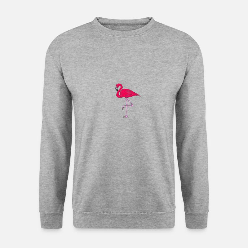 Pink Flamingo - Unisex Pullover - Weißgrau meliert