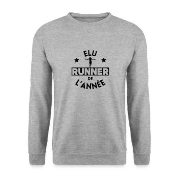 Élu runner de l'année noir - Sweat-shirt Unisexe - gris chiné - Devant - Alina (178cm) & Michal (187cm)