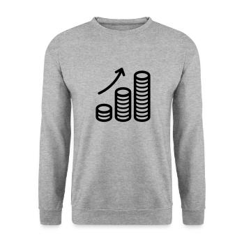 Rendite Geld Zinsen Wachstum - Unisex Pullover - Weißgrau meliert - Vorne - Alina (178cm) & Michal (187cm)