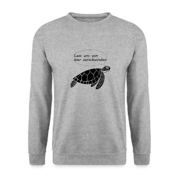 Schildkröte - lass uns verschwinden - Unisex Pullover - Weißgrau meliert - Vorne - Alina (178cm) & Michal (187cm)
