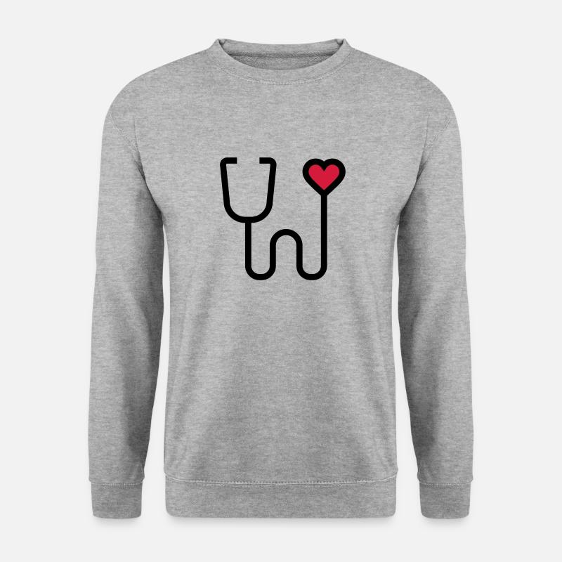 Stethoskop Abhörgerät - Unisex Pullover - Weißgrau meliert