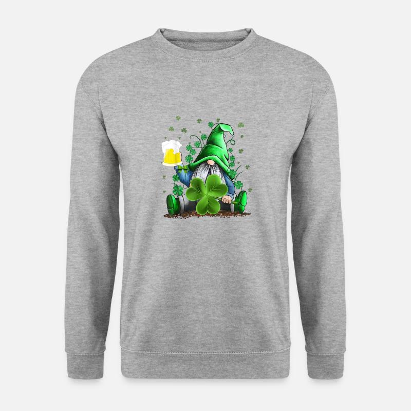 Green Gnomes Holding Beer - Unisex Pullover - Weißgrau meliert