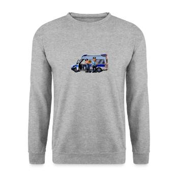 Police bus - Unisex Sweatshirt - salt & pepper - Front - Alina (178cm) & Michal (187cm)